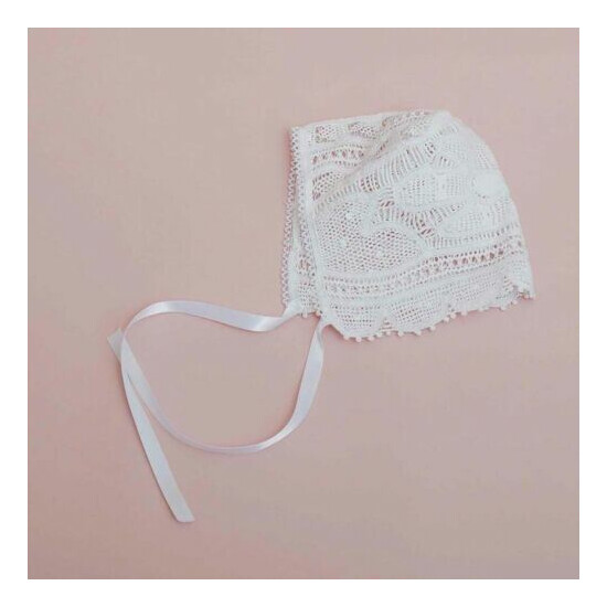 Fully Handmade Lace Baby Christening Bonnet / White Baby Bonnet 100% Cotton UK image {2}