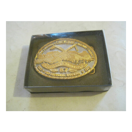 Cheyenne Arapaho 1987 Old Settlers Reunion Belt Buckle, New In Box (SS-2) image {3}