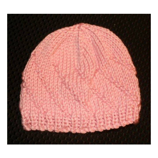 NEWBORN BABY HATS. Set of 3. 0-6 months Hand knitted . ALL PINK image {4}