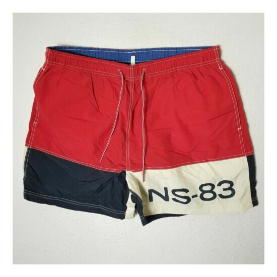 NAUTICA NS-83 Red White Blue Colorblock Swim Trunks Bathing Suit MEN'S XL image {1}
