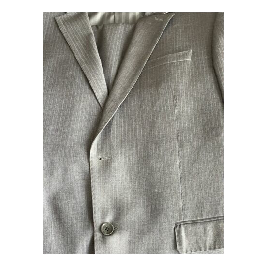 Men's Suit VITARELLI Grey with Blue Strip 2 Button/36 Pant Size image {2}