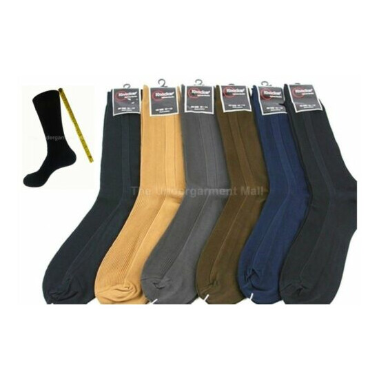 Mens Dress Socks 6 Pairs Lot Ribbed Crew Style Casual Fashion Size 9-11 10-13  image {1}