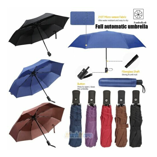 Automatic 8 Ribs Umbrella Anti-UV Sun/Rain Windproof 3 Folding Compact Umbrella image {1}