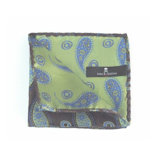Lord R Colton Masterworks Pocket Square - Brown Lime Peacock Silk - $75 New image {2}