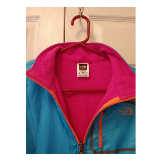 Youth Girl The North Face Fleece Pink Blue Jacket Coat Size XL 18 image {3}