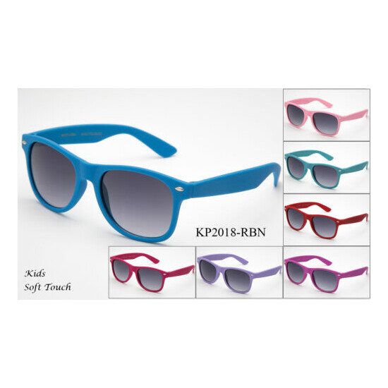Kids Sunglasses Classic Rubber Soft Frame Boys Girls Colorful Lead Free UV 100%  image {1}