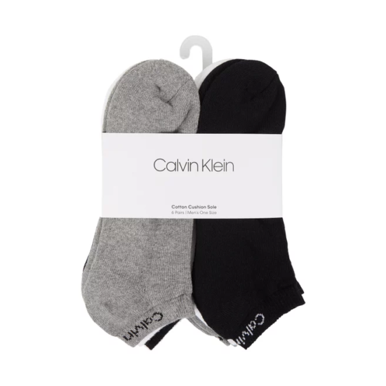 Calvin Klein 100% Authentic Men's 6-Pack Cotton Cushion Sole Socks Grey Combo image {8}