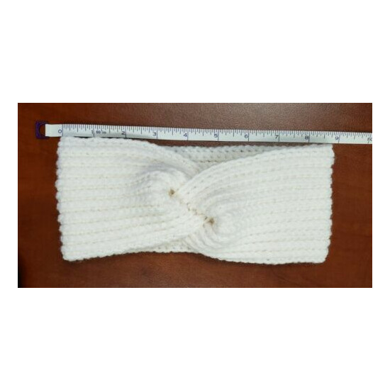 Crocheted White Toddler Size Ear Warmer Headband 17"  image {2}