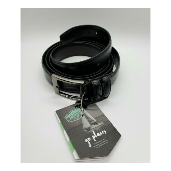 Marinos Men Genuine Leather Dress Belt with Single Prong Buckle - Black - 58 Thumb {1}