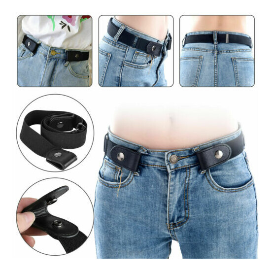 5x Buckle-free Invisible Elastic Waist Belts For Jeans No Bulge Hassle Men Women image {3}