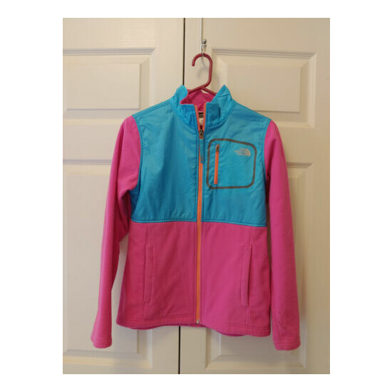 Youth Girl The North Face Fleece Pink Blue Jacket Coat Size XL 18 image {1}