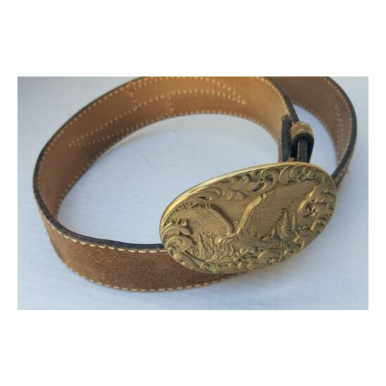 Torel Split Cowhide Leather Belt 36 ADL Award Design Medal Brass Eagle Buckle  image {2}
