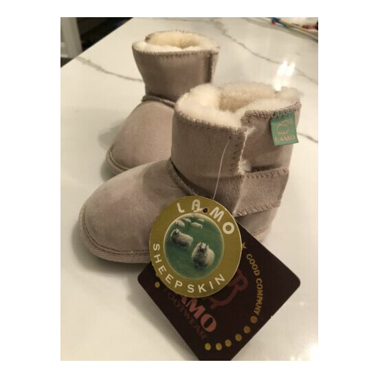 Infant large suede/genuine Sheepskin booties NEW image {2}