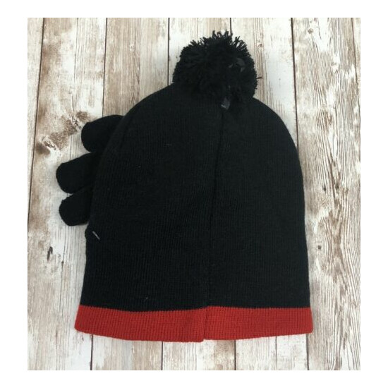 New Girls Child Size Black & Red Disney Minnie Mouse Beanie Hat and Gloves Set image {4}