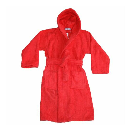Kids Boys Girls Cotton Soft Terry Hooded Bathrobe Luxury Dressing Gown 2-13 Year image {3}