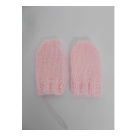 Hand Knitted Baby Mittens 0-3 Months Light Pink image {1}