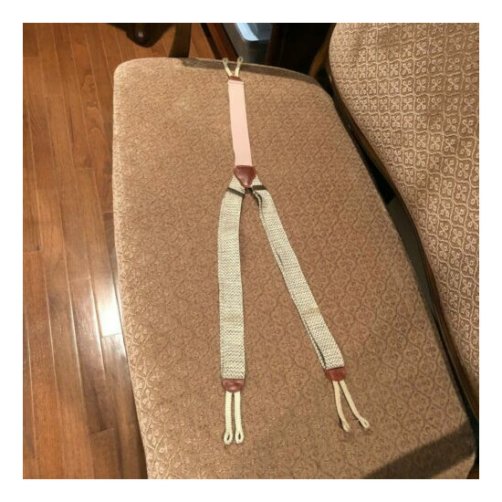 RARE UNIQUE Silk/ Leather Suspender Brace Hand Knotted Loops FLAWLESS image {1}
