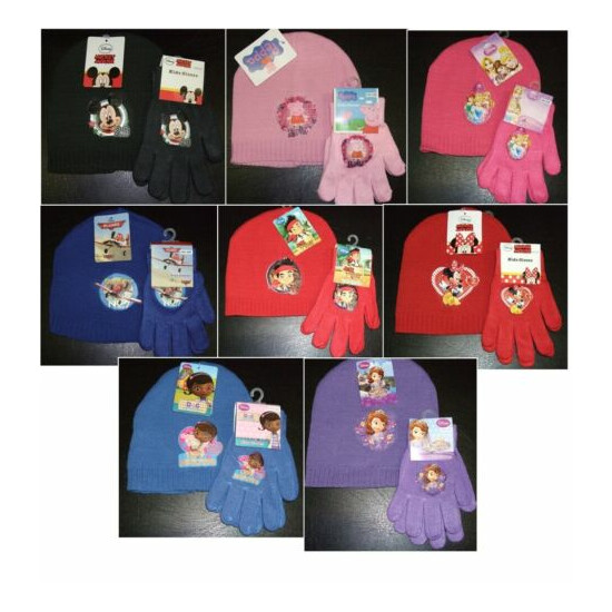 Childrens Character Hat & Glove Sets Diney Princess,Planes,Doc McStuffin etc image {1}