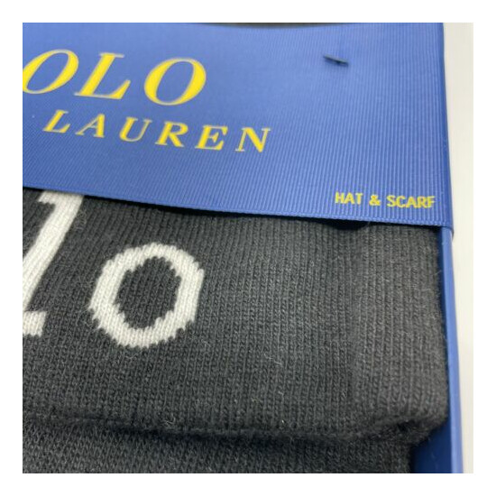 Polo Ralph Lauren 2 Piece Set Black Hat & Scarf Gift Box One Size Unisex Adult image {3}