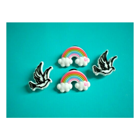 Rainbow Doves Shoe Charm Garden Shoe Fun Accessories Compatible w/ Croc image {4}