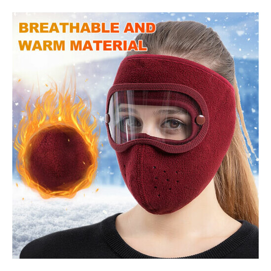 Fleece Warm Winter Balaclava Face Mask With Anti-Fog Goggles Windproof Skull Cap image {4}