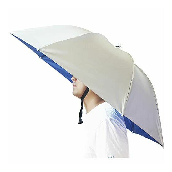 Umbrella Hat Bocampty 37 inch Fishing Umbrella Hat Hands Free Foldable UV Pro... image {1}