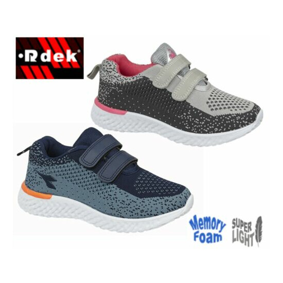 Boys Girls PE Twin Straps Light Trainers Blue Grey Pink Size 8 9 10 11 12 13 1 2 image {1}