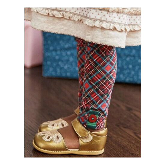 Matilda Jane Girls In The Present Red Plaid Leggings EUC Size 4 Christmas image {1}