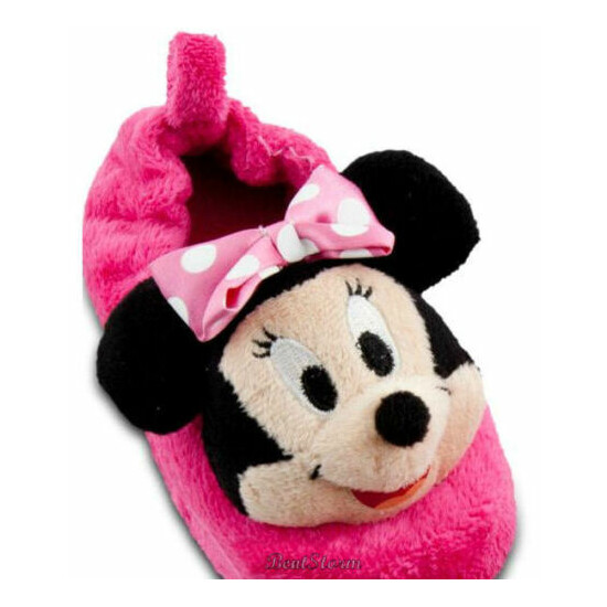 Disney Store Minnie Mouse Girls SLIPPERS House Shoes Pink 9/10 11/12 NWT image {2}