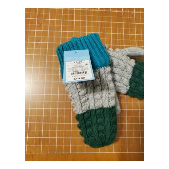 Toddler Color Block Knit Mittens LEGO® Collection x Target Green/Gray/Teal NWT image {2}