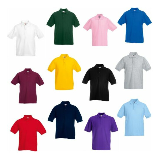 Children Kids Polo Shirt Top Boys Girls Childs Plain School Uniform T-Shirt NEW image {1}