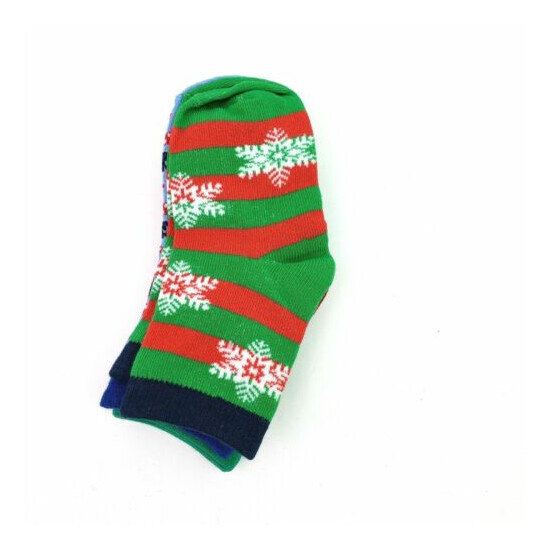 TeeHee Kids Size 3-5 Years Cotton Fun Santa Christmas Holiday Crew Socks 3 Pack image {3}