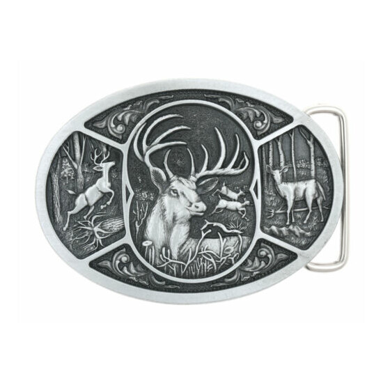 Western Buck Deer Hunter Hunting Metal Belt Buckle image {1}