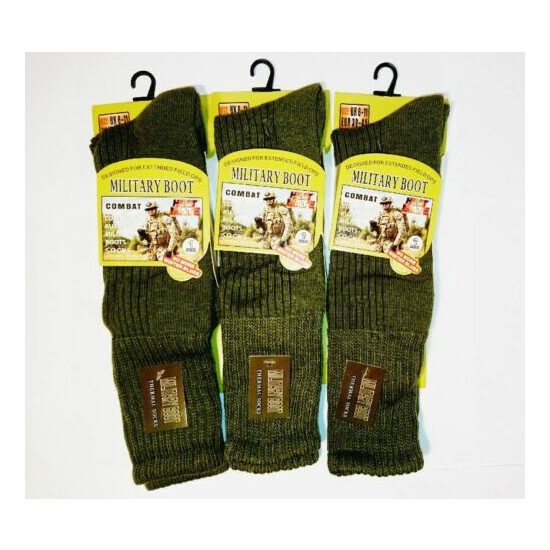 6 Pairs Mens Army Long Military Thermal Warm Thick Winter Socks Olive Size 6-11  image {1}