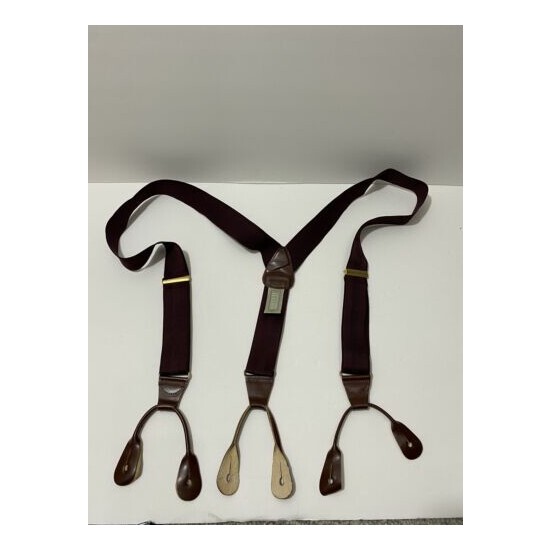 Brown Maroon Button Suspenders Christopher Hayes Made in Italy Braces image {1}