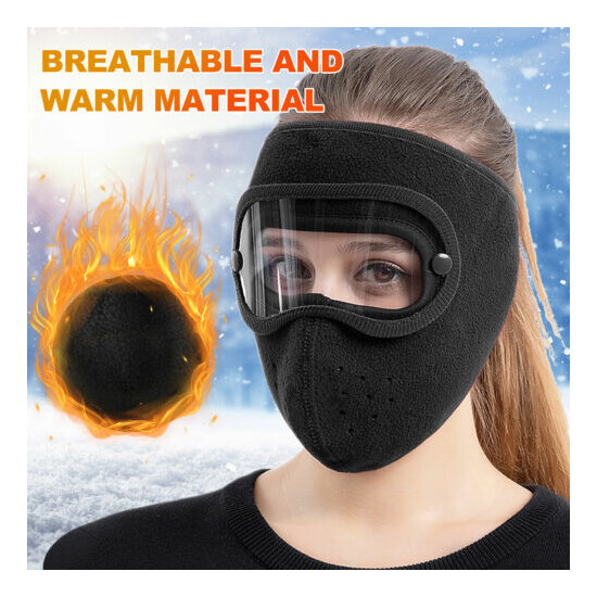 Fleece Warm Winter Balaclava Face Mask With Anti-Fog Goggles Windproof Skull Cap image {3}