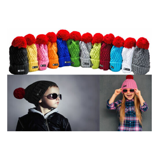 Kids Girls Boys Children Knitted Beanie Hat Hats Cookie Style Winter Warm Hat image {2}