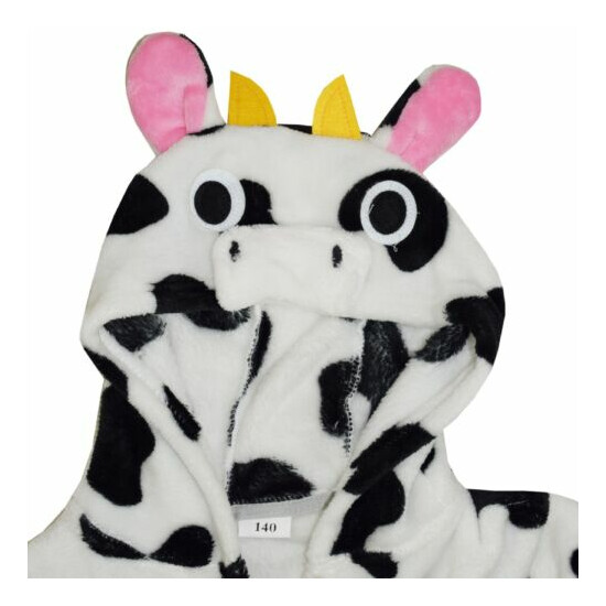 Kids Girls Boys 3D Animal Cow Bathrobe Fleece Dressing Gown Nightwear Loungewear image {3}