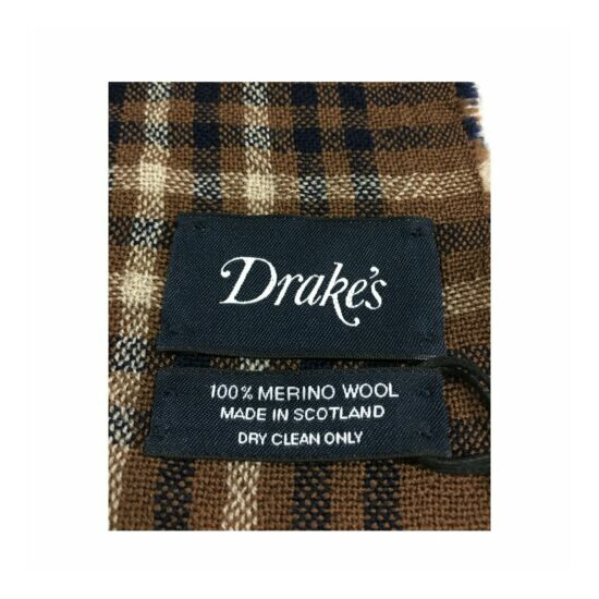 Men's Scarf Check Dark Brown DRAKE'S Art. 19768 100% Wool Made IN Scotland image {2}