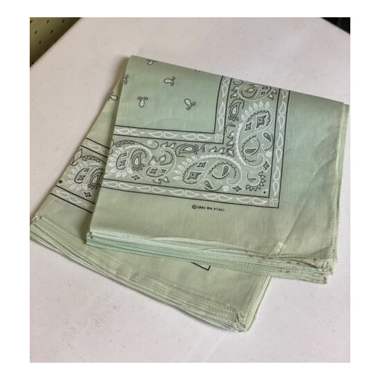 Lot Of 12 NOS Mint Green Paisley Cotton Bandana Handkerchief 2004 *as is New image {1}