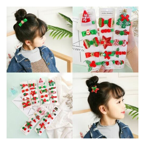 5pcs Christmas Hairpins Cute Cartoon Kids s Baby Infant Clips Girls Xmas Gifts image {2}