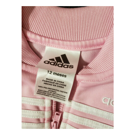 Adidas Girls Youth Size 12M Purple White Full Zip Long Sleeve Track Jacket image {4}