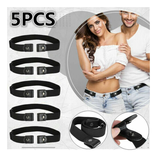 5x Buckle-free Invisible Elastic Waist Belts For Jeans No Bulge Hassle Men Women image {1}