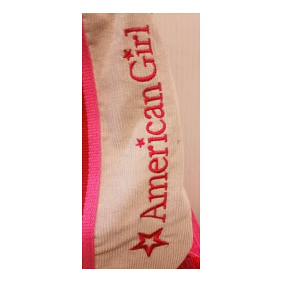 American Girl Child's Curdoroy back pack Purse Bag Pink Stars Embroidered Brush  image {3}