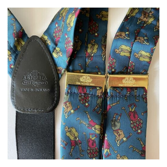 Regent Belt Co English Suspenders Braces Galluses Vintage Golf Theme Clip style image {1}