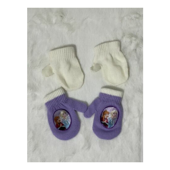 2 Pairs Baby Girls Winter Gloves(3-9M)Soft, fine-knit mittens with ribbed cuffs. image {1}