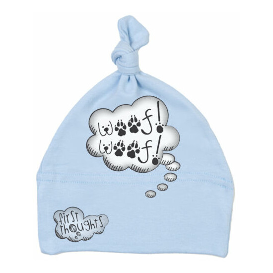 Funny Baby Hat "Woof Woof" Soft Cotton One Knot Dog Puppy Boy Gift image {1}