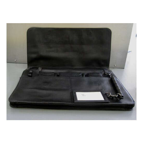 NWOT Dilana Jet Black Smooth Leather Portfolio Case Brief Bag Flash Sale! image {6}