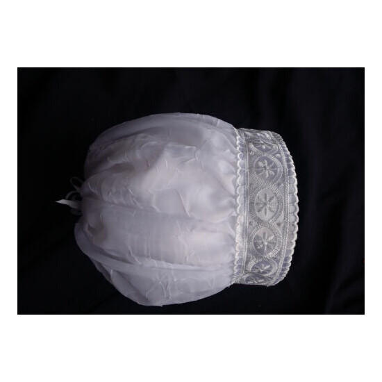 Reborn/Baby Girl White Chiffon Christening/Baptism Bonnet Hat Size 0-24 Month image {2}