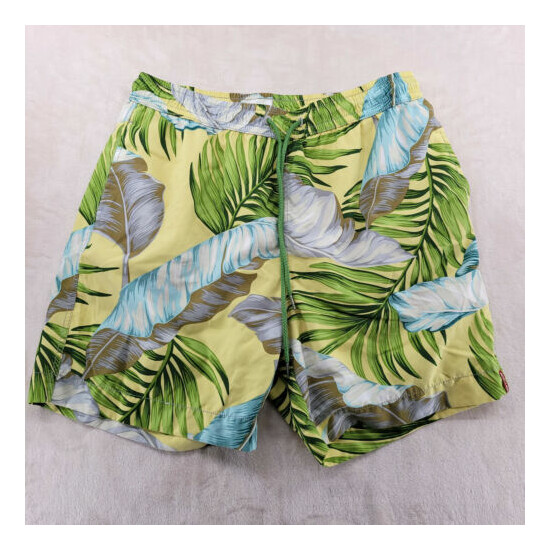 Tommy Bahama Mens Size L Green Floral Relaxed Fit Built-In Briefs Beach Shorts image {1}